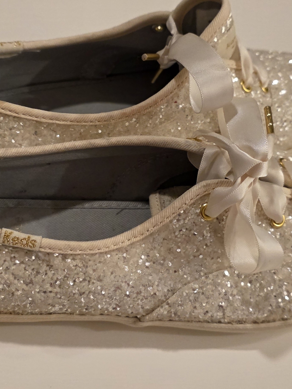 Sparkle Satin Lace-Up Women’s Sneakers in Cream - Picture 4 of 16